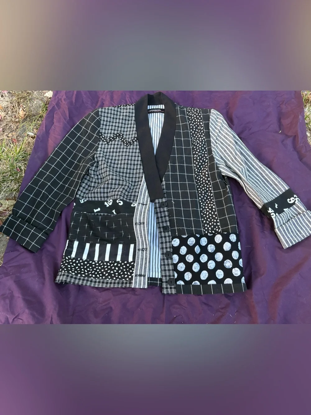 Canvasback black & White Patchwork Sport Coat